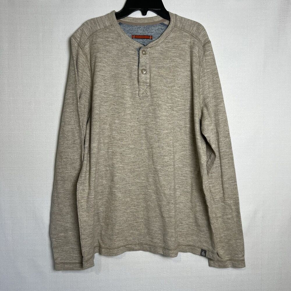 North Face Shirt Men’s Large Beige Long Sleeve Chest Button Casual Pullover Top
